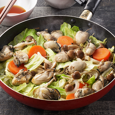 かきとキャベツの簡単蒸し