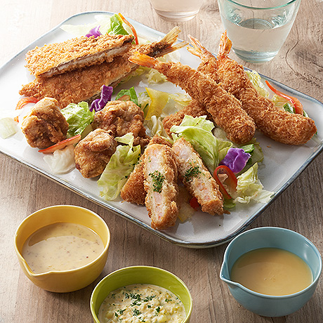 ミックスフライのいろいろはちみつディップ