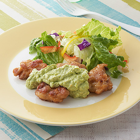 照り焼きチキンのアボカドタルタル