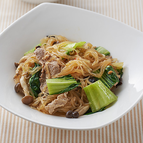 チンゲン菜と豚肉の麻婆春雨