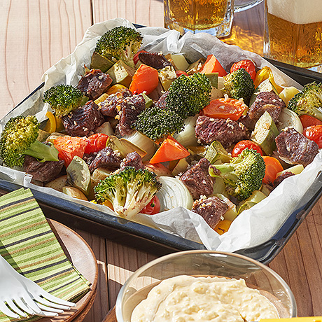 ステーキのオーブン焼き レモンタルタル添え