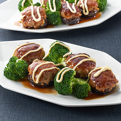 八色椎茸の肉詰めマヨ焼き