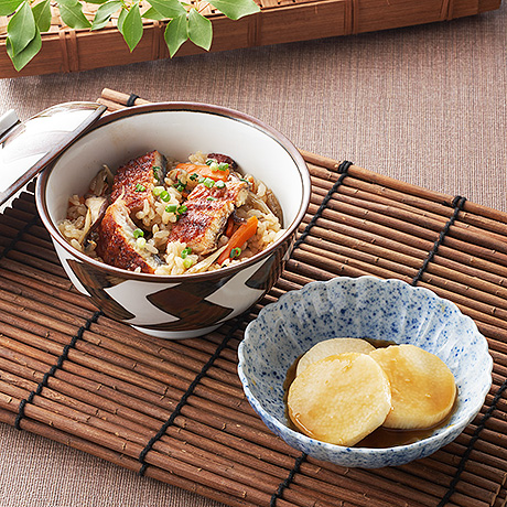 うなぎごはんと長芋わさび醤油漬け