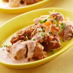 アツアツから揚げの明太ソース