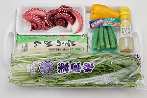 たことオクラのサラダそうめん