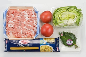 豚しゃぶのレモンソース冷製パスタ+レモンラッシー