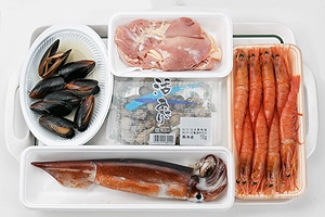 えびとムール貝のパエリア