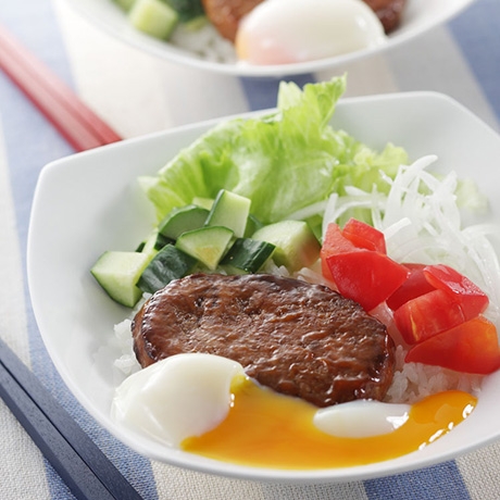 ハンバーグサラダ丼 レシピナビ