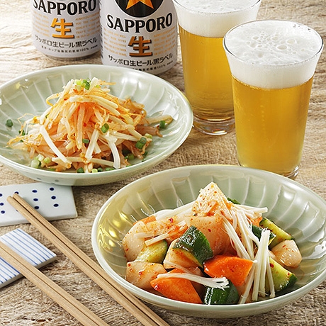 さけるチーズのキムチ和え2種