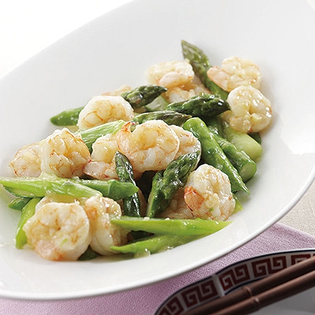 アスパラとエビの炒め物
