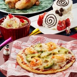 えびのクリームソースピザでパーティー