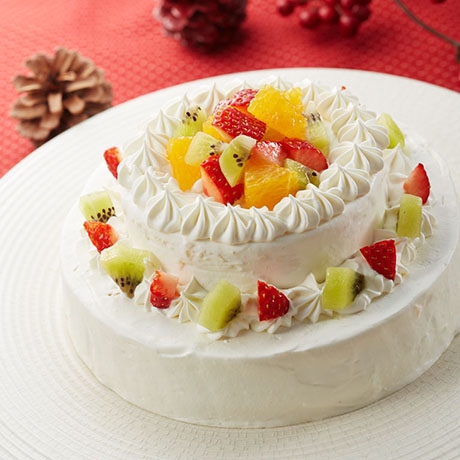 クリスマスのフルーツ2段ケーキ