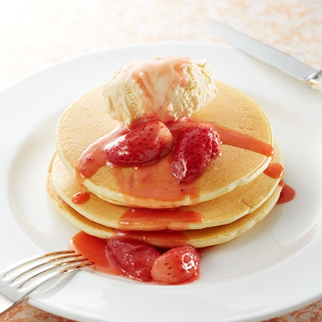 ホットケーキのいちごソース