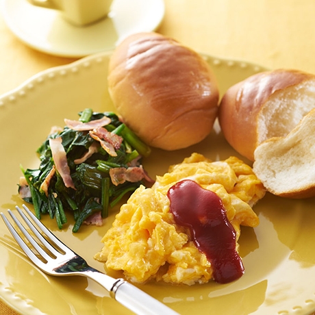 ほうれん草で朝ごはんプレート レシピナビ