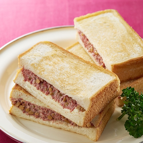 納豆&コンビーフのホットサンド