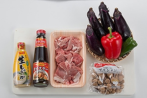 豚肉としめじとなすのしょうが炒め