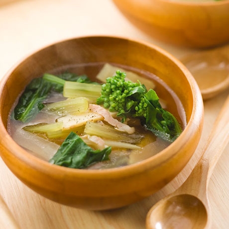 ベーコンと春野菜の沢煮椀