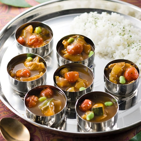 枝豆と焼きトマトと豚肉のカレー