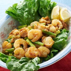 えびとほたてのバター醤油炒め