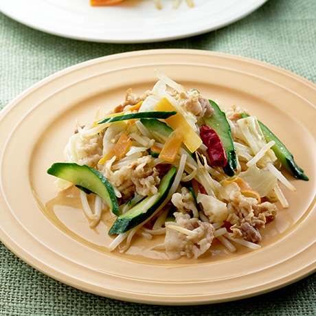 きゅうりと豚肉の塩だれ炒め