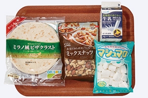 マシュマロとココアとナッツのピザ