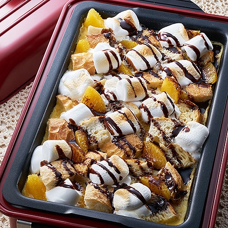 ホットプレートで焼きマシュマロとオレンジパンプディング風 レシピナビ ホットプレートで焼きマシュマロとオレンジパンプディング風 レシピナビ