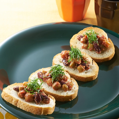 お豆とトマト味噌のおつまみカナッペ レシピナビ