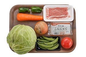 肉巻きこんにゃくと野菜炒めプレート