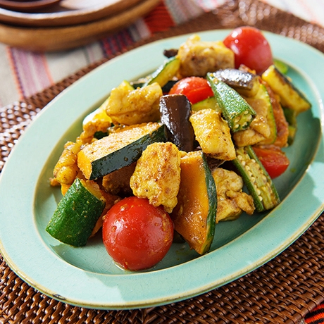 夏野菜とチキンのサブジ風