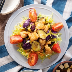 揚げなすの甘酢あんかけ