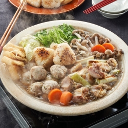 焼きおにぎりの鶏鍋