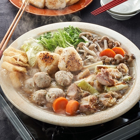 焼きおにぎりの鶏鍋
