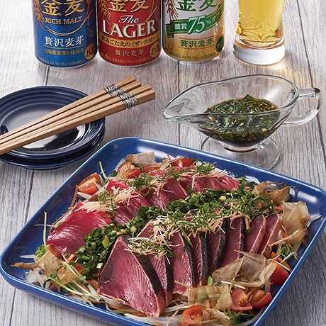 野菜たっぷりかつおのっけ盛り~シャキシャキにらだれ~