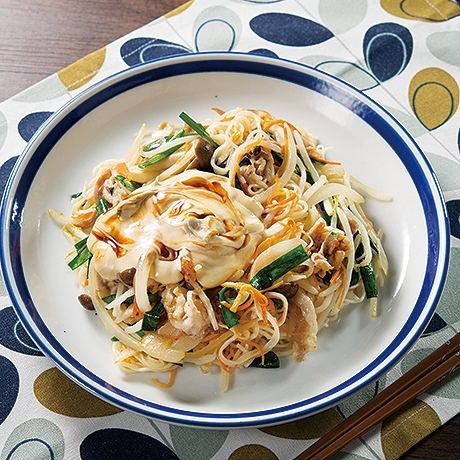 オイスターマヨソースのそうめんチャンプル