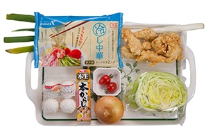 シャキシャキレタスと鶏唐揚げの冷し中華