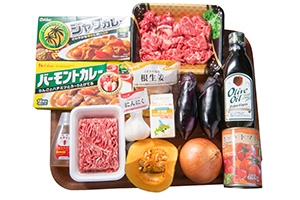 かぼちゃのクリームカレー&揚げなすのカレー
