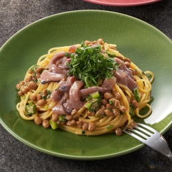 塩辛納豆のだし香るスパゲッティ