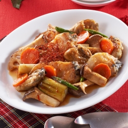 かきと鱈のピリ辛炒め