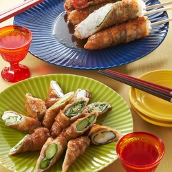 彩り肉巻きの照り焼き