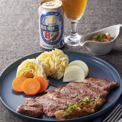 野菜を添えたぽん酢おろしステーキ