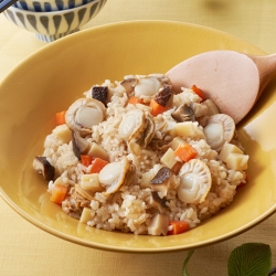レンジでもちもち!ベビーほたてのおこわ