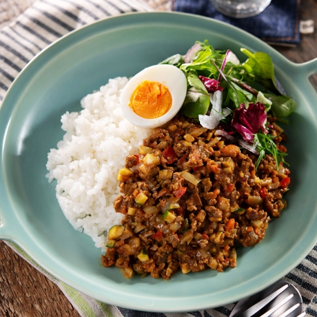 レンジで！夏野菜のキーマカレー