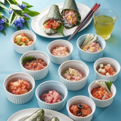 まぐろとサーモンづくしの手巻き寿司