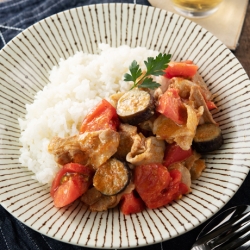 豚肉となすのカレーマヨソテー