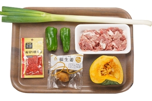 かぼちゃと豚肉のピリ辛炒め