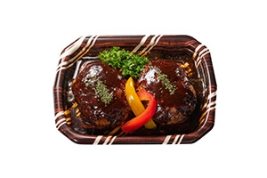 肉じゅわハンバーグとふわふわオムレツ