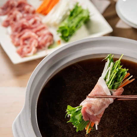 生姜醤油鍋スープの肉巻き野菜しゃぶしゃぶ