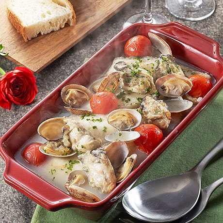 たらとかきのアクアパッツァ風