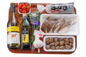 たらとかきのアクアパッツァ風