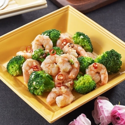 えびとブロッコリーのペペロンチーノ風炒め